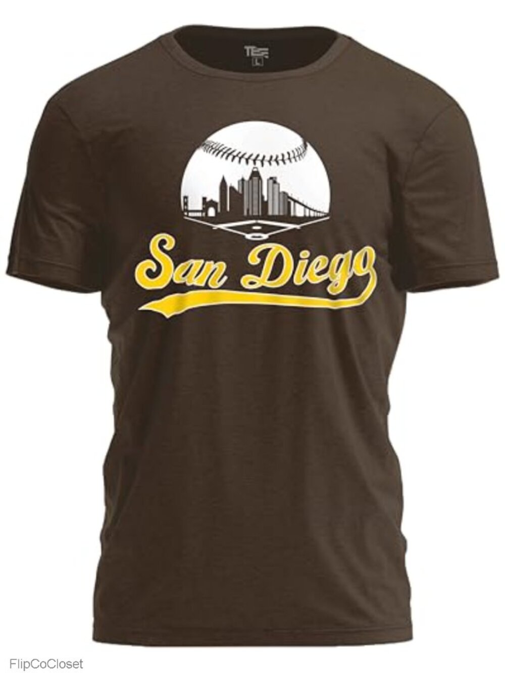 Urban Skyline Graphic Baseball Fan T-Shirt Crew Neck Short Sleeve Tee